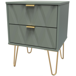 Crowndale Diamond 2 Drawer Reed Green Bedside Table - Wilko - thumbnail 3