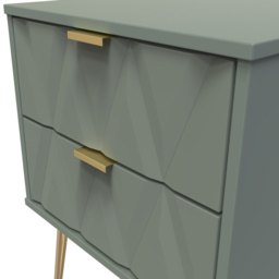 Crowndale Diamond 2 Drawer Reed Green Bedside Table - Wilko - thumbnail 6