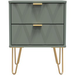 Crowndale Diamond 2 Drawer Reed Green Bedside Table - Wilko - thumbnail 4