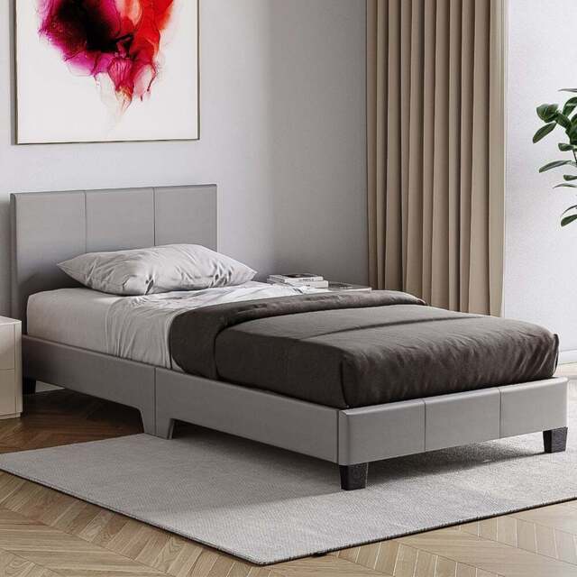 VIDA DESIGNS Lisbon Single Grey Faux Leather Bed Frame - Wilko - image 1