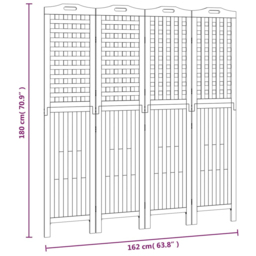 vidaXL Solid Acacia Wood 4 Panel Room Divider 162 x 2 x 180cm - Size: 4 Panels - Brown - Wilko - thumbnail 6