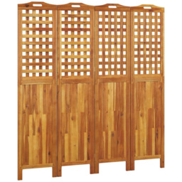 vidaXL Solid Acacia Wood 4 Panel Room Divider 162 x 2 x 180cm - Size: 4 Panels - Brown - Wilko