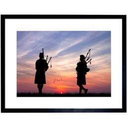 Wee Blue Coo Sunset Scottish Pipers Silhouette Photo Framed Wall Art Print 30 x 41cm - Size: 43.3 x 33.3 x 1.5cm - Multi - Wilko - thumbnail 1