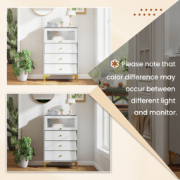 Costway 3 Drawer Single Door 3/4 Drawer Dresser Cabinet - Grey - Wilko - thumbnail 7