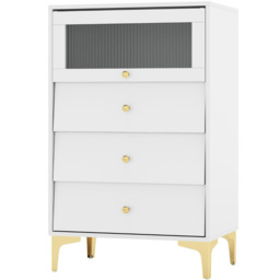 Costway 3 Drawer Single Door 3/4 Drawer Dresser Cabinet - Grey - Wilko - thumbnail 3