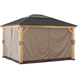 Sunjoy 3.9 x 4.5m Khaki Accessory Curtain for Cedar Wood Gazebo (Gazebo Not Include) - Size: 216 x 338.5 x 396.5cm - Brown - Wilko - thumbnail 1
