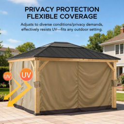 Sunjoy 3.9 x 4.5m Khaki Accessory Curtain for Cedar Wood Gazebo (Gazebo Not Include) - Size: 216 x 338.5 x 396.5cm - Brown - Wilko - thumbnail 5