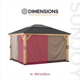 Sunjoy 3.9 x 4.5m Khaki Accessory Curtain for Cedar Wood Gazebo (Gazebo Not Include) - Size: 216 x 338.5 x 396.5cm - Brown - Wilko - thumbnail 6