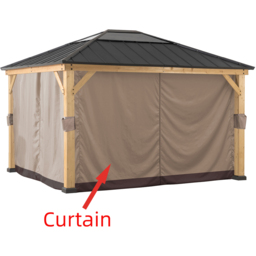 Sunjoy 3.9 x 4.5m Khaki Accessory Curtain for Cedar Wood Gazebo (Gazebo Not Include) - Size: 216 x 338.5 x 396.5cm - Brown - Wilko - thumbnail 3