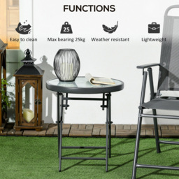 Outsunny White Marble Glass Top Round Foldable Garden Table - Size: 45 x 45 x 50cm - Wilko - thumbnail 5