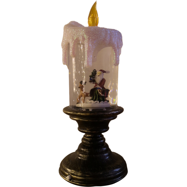 Samuel Alexander Santa Scene Snowtime Water Spinner Candlestick 25cm - Size: 25 x 10 x 10cm - Multi - Wilko - image 1