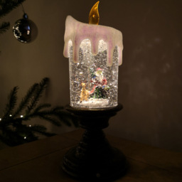 Samuel Alexander Santa Scene Snowtime Water Spinner Candlestick 25cm - Size: 25 x 10 x 10cm - Multi - Wilko - thumbnail 3