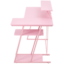 Living and Home Pink L-Shaped Gaming Desk with Monitor Stand and Shelf - Size: 91 x 99.5 x 65.5cm - Cream - Wilko - thumbnail 5