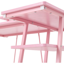 Living and Home Pink L-Shaped Gaming Desk with Monitor Stand and Shelf - Size: 91 x 99.5 x 65.5cm - Cream - Wilko - thumbnail 7