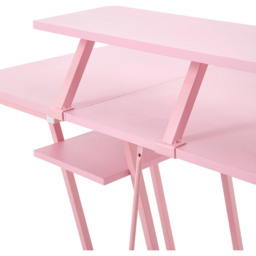Living and Home Pink L-Shaped Gaming Desk with Monitor Stand and Shelf - Size: 91 x 99.5 x 65.5cm - Cream - Wilko - thumbnail 6