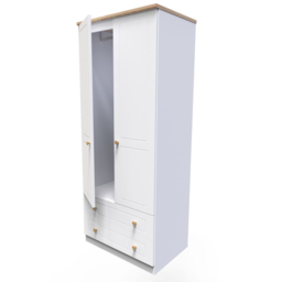 Crowndale Warwick 2 Door 2 Drawer White Ash and Oak Double Wardrobe - Size: 2 Door, 2 Drawer - Wilko - thumbnail 6