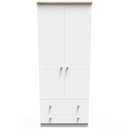 Crowndale Warwick 2 Door 2 Drawer White Ash and Oak Double Wardrobe - Size: 2 Door, 2 Drawer - Wilko - thumbnail 3