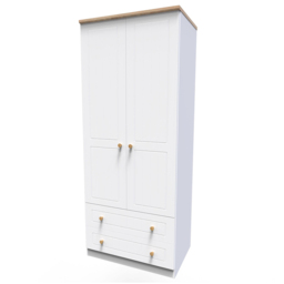 Crowndale Warwick 2 Door 2 Drawer White Ash and Oak Double Wardrobe - Size: 2 Door, 2 Drawer - Wilko - thumbnail 5