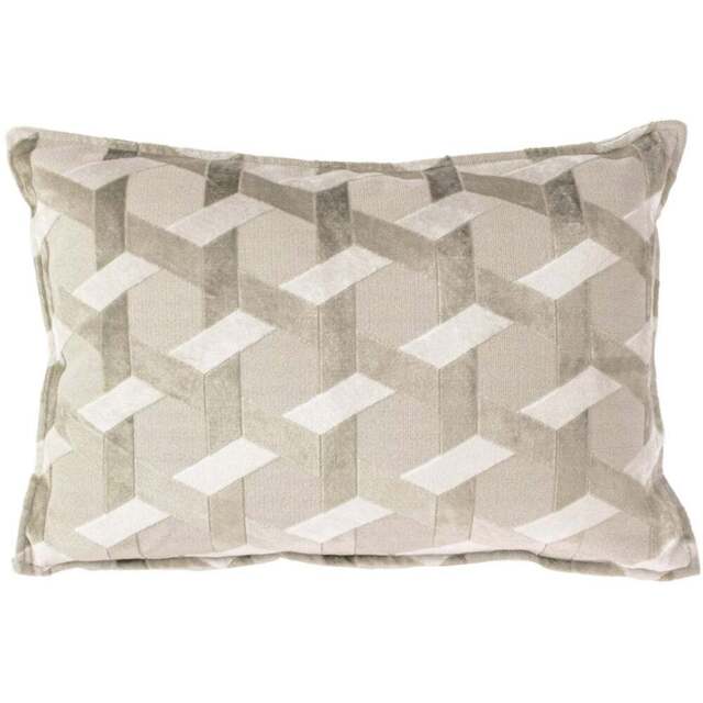 Paoletti Delano Ivory and Taupe Velvet Jacquard Cushion - Size: 60 x 40cm - Multi - Wilko - image 1