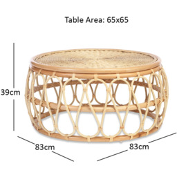 Desser Furniture Bejing Natural Rattan Coffee Table - Size: 39.0 cm x 83.0 cm x 83.0 cmcm - Brown - Wilko - thumbnail 6