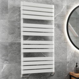 Terma Warp T Bold Matt White Heated Towel Rail 2660 BTU 1110 x 500mm - Size: 111 x 50 x 11.2cm - Wilko - thumbnail 3