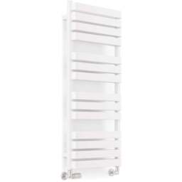 Terma Warp T Bold Matt White Heated Towel Rail 2660 BTU 1110 x 500mm - Size: 111 x 50 x 11.2cm - Wilko