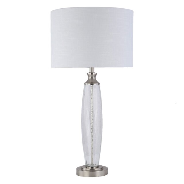 Lavina White and Chrome Glass Table Lamp - Clear - Wilko - image 1