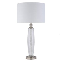 Lavina White and Chrome Glass Table Lamp - Clear - Wilko - thumbnail 1