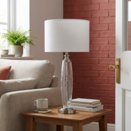 Lavina White and Chrome Glass Table Lamp - Clear - Wilko - thumbnail 5