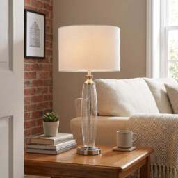 Lavina White and Chrome Glass Table Lamp - Clear - Wilko - thumbnail 3