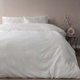 Serene Waffle Stripe Double White Duvet Set - Wilko - thumbnail 1