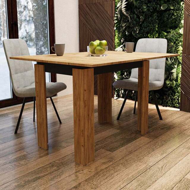 Shefa Family 4 Seater 90-120cm Extendable Dining Table Gold Craft Oak and Anthracite - Gold craft oak - Anthracite - Wilko - image 1