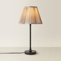 ValueLights Maeve Light Grey Pleated Faux Silk Scallop Shade Black Bobbin LED Table Lamp - Size: 37.3 x 25 x 25cm - Wilko - thumbnail 6