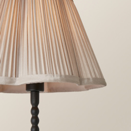 ValueLights Maeve Light Grey Pleated Faux Silk Scallop Shade Black Bobbin LED Table Lamp - Size: 37.3 x 25 x 25cm - Wilko - thumbnail 4