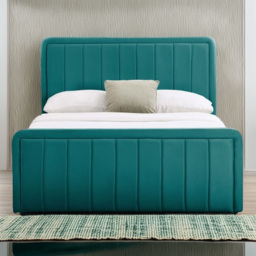 Comfy Living Double Green Brushed Velvet Ottoman Bed Frame - Wilko