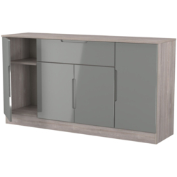 Crowndale Milan 4 Door Single Drawer Grey Gloss and Grey Oak Wide Sideboard Ready Assembled - Size: 79 x 144 x 39cm - Grey Gloss & Grey Oak - Wilko - thumbnail 7