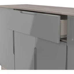 Crowndale Milan 4 Door Single Drawer Grey Gloss and Grey Oak Wide Sideboard Ready Assembled - Size: 79 x 144 x 39cm - Grey Gloss & Grey Oak - Wilko - thumbnail 6