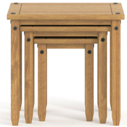Corona Antique Wax Finish Nest of Tables Set of 3 - Size: 35 x 53 x 51cm - Brown - Wilko - thumbnail 6