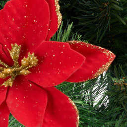 Living and Home Red Poinsettias and Pinecones Artificial Christmas Urn Filler 2 Pack - Size: 76 x 11 x 11cm - Multi - Wilko - thumbnail 4