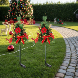 Living and Home Red Poinsettias and Pinecones Artificial Christmas Urn Filler 2 Pack - Size: 76 x 11 x 11cm - Multi - Wilko - thumbnail 3