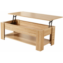 Home Source Orlando Single Shelf Natural Lift Up Storage Coffee Table - Size: 51 x 50 x 100cm - Brown - Wilko - thumbnail 4