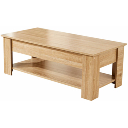 Home Source Orlando Single Shelf Natural Lift Up Storage Coffee Table - Size: 51 x 50 x 100cm - Brown - Wilko - thumbnail 3