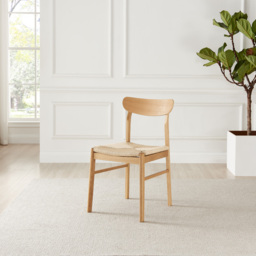 Furniturebox Belle Set of 2 Oak and Veneer Rope Dining Chair - Brown - Wilko - thumbnail 3