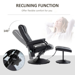 Portland Black PU Leather Massage Manual Recliner Chair with Ottoman - Size: Single - Wilko - thumbnail 7