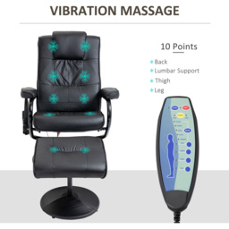 Portland Black PU Leather Massage Manual Recliner Chair with Ottoman - Size: Single - Wilko - thumbnail 6