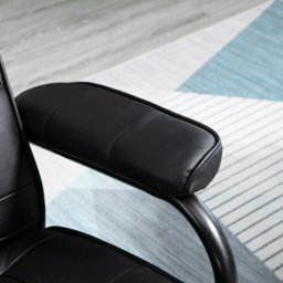 Portland Black PU Leather Massage Manual Recliner Chair with Ottoman - Size: Single - Wilko - thumbnail 4