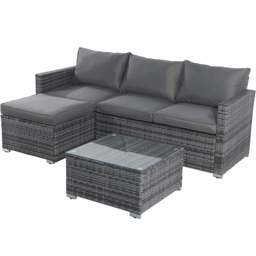 Furniture One 4 Seater L Shape Rattan Corner Sofa Set - Grey - Wilko - thumbnail 3
