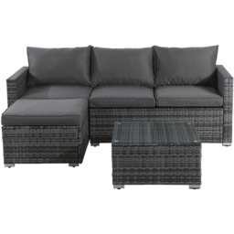 Furniture One 4 Seater L Shape Rattan Corner Sofa Set - Grey - Wilko - thumbnail 5
