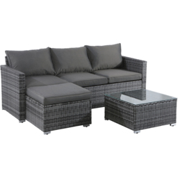 Furniture One 4 Seater L Shape Rattan Corner Sofa Set - Grey - Wilko - thumbnail 4