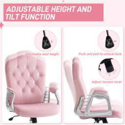 Portland Pink Adjustable Height Office Chair with Tilt Function - Size: 114 x 61 x 61cm - Wilko - thumbnail 7
